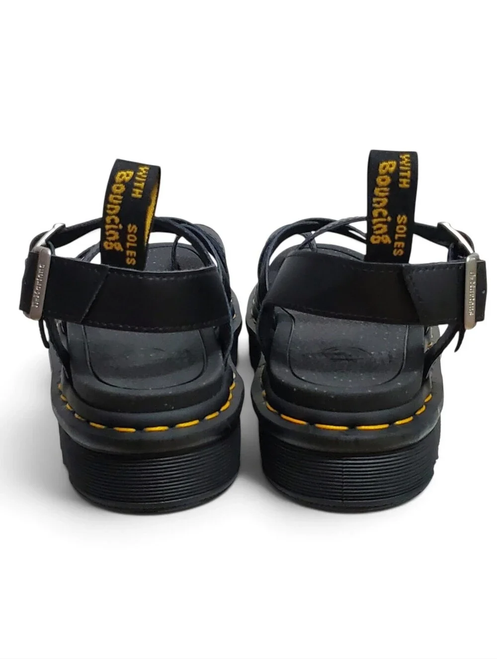 New Dr Martens Avry leather strap thong sandals black platform buckle bohemian